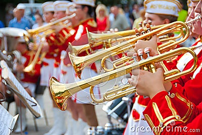 Girl Brass Band Stock Photo