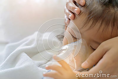 Girl breathing treatment Stock Photo