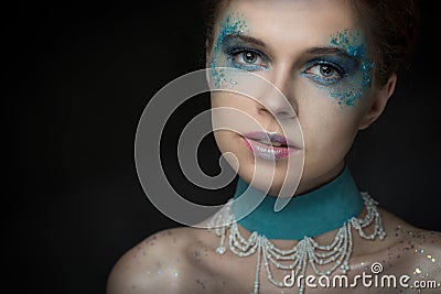 Girl with bright fashion make-up Stock Photo