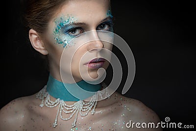 Girl with bright fashion make-up Stock Photo