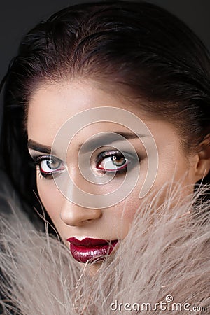 Woman with bright make-up and red lips Stock Photo