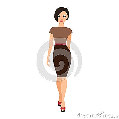 Girl in a brown dress Vector Illustration