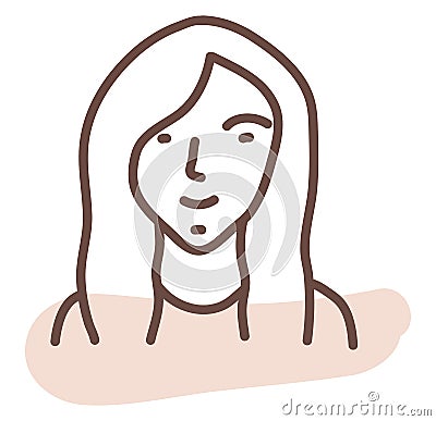 Girl with brown shirt and long hair, icon Vector Illustration
