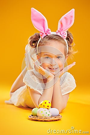 Girl with bunny ears Stock Photo