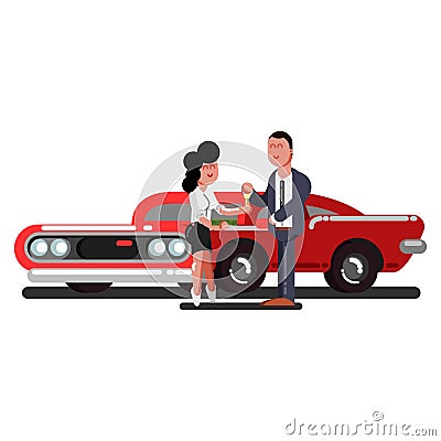 Girl buy a car Vector Illustration