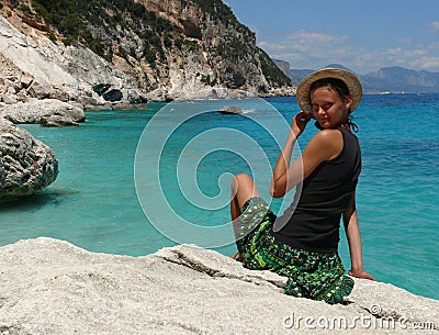 Girl - Cala GoloritzÃ© (Goloritze bay) - Sardinia Stock Photo