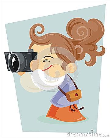 Girl with camera Vector Illustration