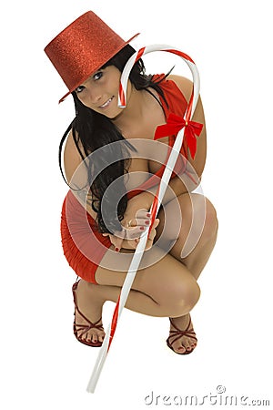 Girl with candy cane Stock Photo