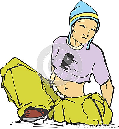 Girl in Cargo Pants. Vector Illustration