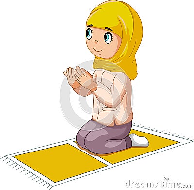 Girl cartoon praying Stock Photo