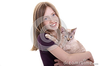 Girl and cat Stock Photo