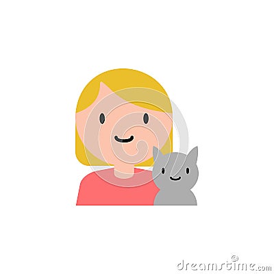 girl, cat cartoon icon. Element of family cartoon icon for mobile concept and web apps. Detailed girl, cat icon can be used for we Stock Photo