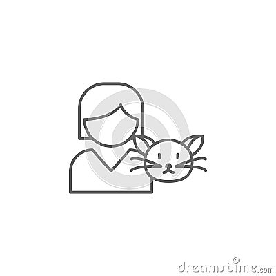 girl cat friendship outline icon. Elements of friendship line icon. Signs, symbols and vectors can be used for web, logo, mobile Stock Photo