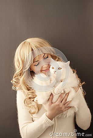 Girl and cat Stock Photo