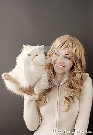 Girl and cat Stock Photo