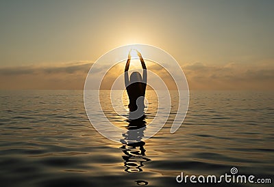 The girl catches the sun Stock Photo