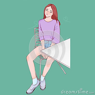 The girl on the chair. Beautiful, sweet girl. Stock Photo