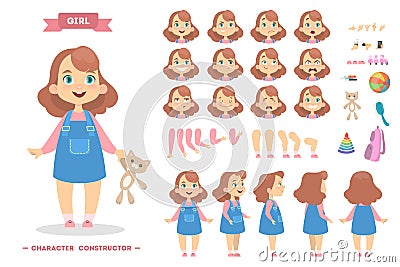 Girl character set. Vector Illustration