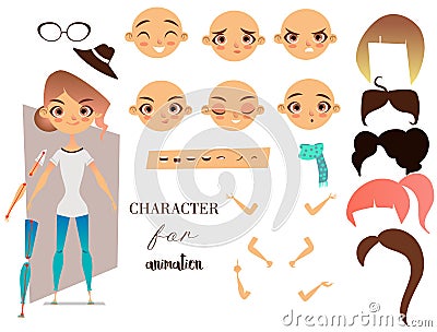 Girl character for your scenes and animation Vector Illustration