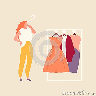 Girl chooses clothes vector Vector Illustration