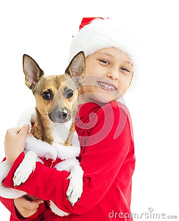 Girl in Christmas clothes Stock Photo