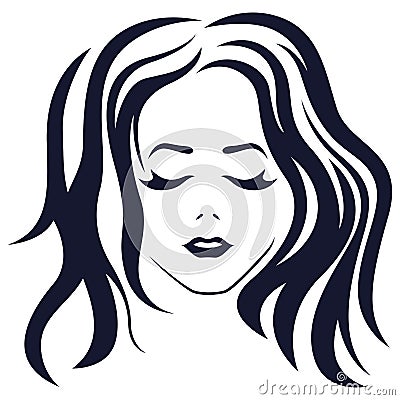 Girl with closed eyes Vector Illustration