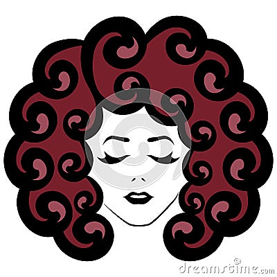 Girl with closed eyes and reddish hair Vector Illustration