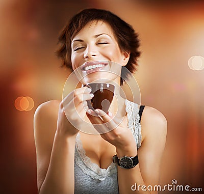 Girl with Coffee Stock Photo