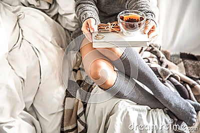 Girl,comfort and warmth Stock Photo