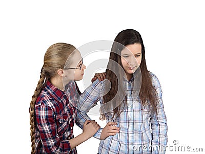 Girl comforts girlfriend Stock Photo