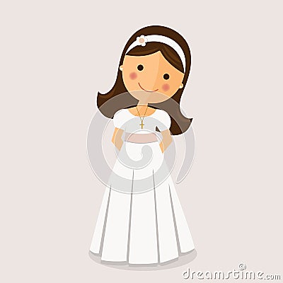 Girl with communion dress Vector Illustration