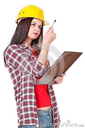 Girl contractor Stock Photo