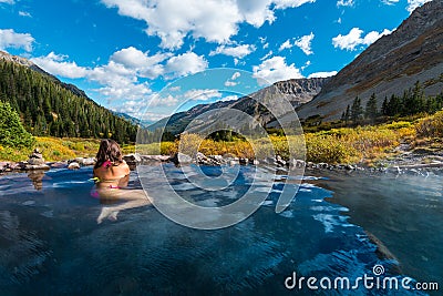 Girl in Conundrum Hot Springs Stock Photo