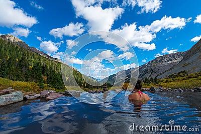 Girl in Conundrum Hot Springs Stock Photo