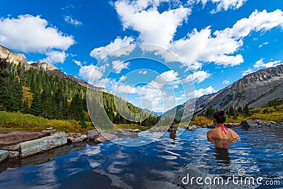 Girl in Conundrum Hot Springs Stock Photo