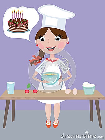 Girl cook Vector Illustration