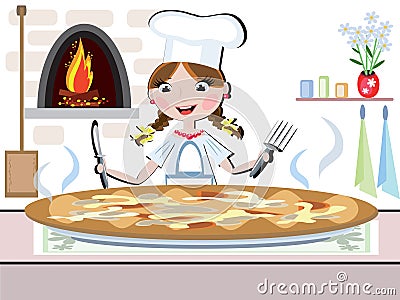 Girl cook,CMYK Vector Illustration