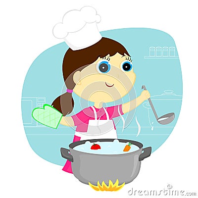 Girl cook Vector Illustration