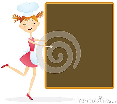 Girl cook with menu Vector Illustration