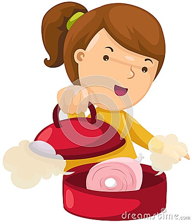 Girl cooking Vector Illustration