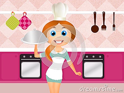 Girl cooks Stock Photo