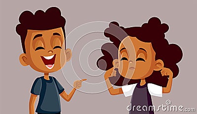 Girl Covering Ears Ignoring Mean Comments Vector Illustration