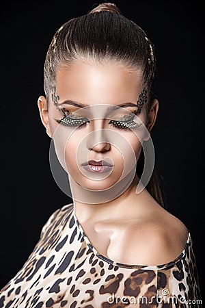 Girl with creative face art Stock Photo