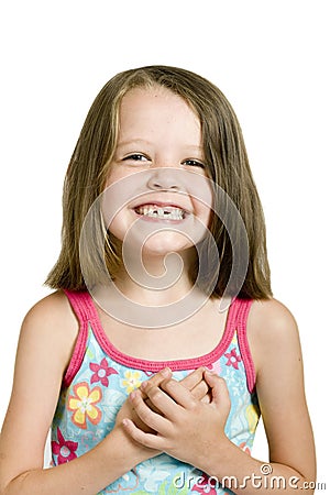 Girl with crooked teeth Stock Photo