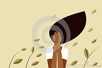 A depressed girl covering her face with hands Vector Illustration