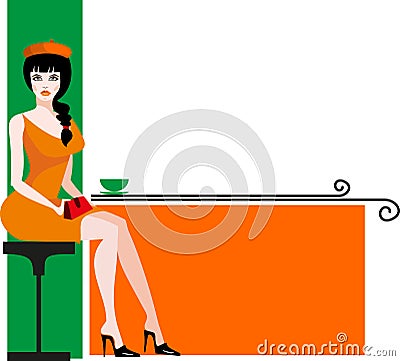 Girl with a cup of coffee Vector Illustration