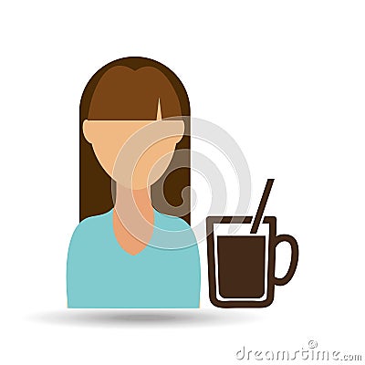 girl cup coffee fresh hot icon graphic Cartoon Illustration