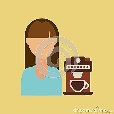 girl cup coffee fresh hot icon graphic Cartoon Illustration