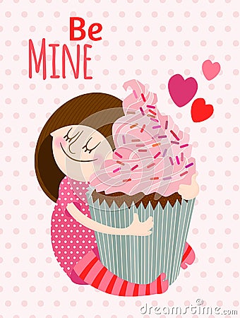 Girl with cupcake. Stock Photo