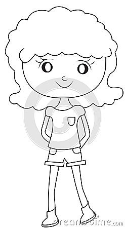 Girl with a curly hair coloring page Stock Photo